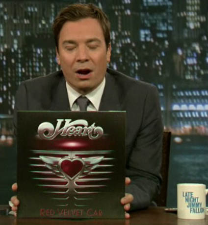 Vinyl copy in the hands of Jimmy Fallon (sorry Jimmy for the unfortunate timing in the screengrab)