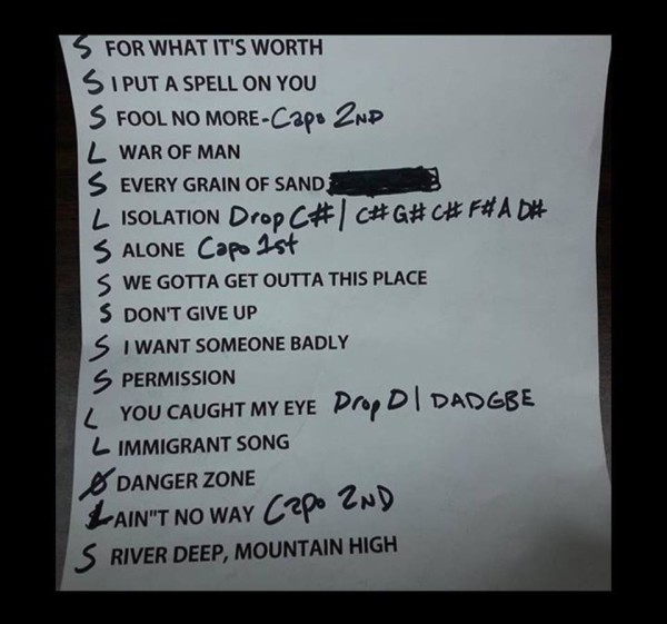 The setlist