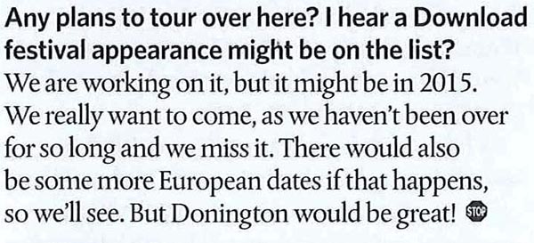 Added March 23rd 2014: another UK interview. This time with AOR magazine.